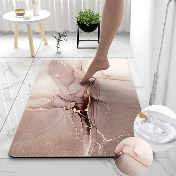 EDHITNR Soft Diatomaceous Earth Absorbent Bathroom Mat Quick Dry Non Slip Floor Mat for Toilet Doorway Entry, Super Absorbent Foot Mat with Rubber Base for Home Kitchen Indoor Outdoor Use