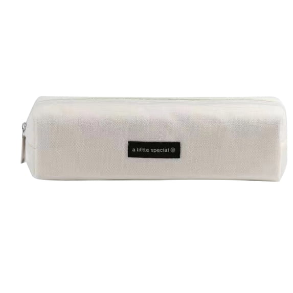 EDHITNR Solid Color Canvas Pencil Case, Small Compact Stationery Box for Students, Slim Travel Pencil Bag Large Capacity Storage for Pens Pencils Ruler, Beige