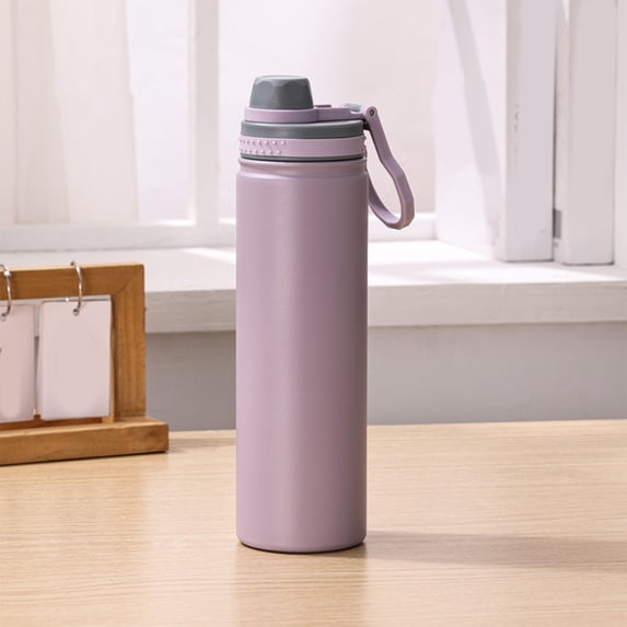 EDHITNR Space Kettle, Stainless Steel Insulated Cup, Large Capacity Sports Water Bottle, 5-Layer Insulation Leak-Proof Portable, Direct-Sip Handheld Water Bottle for Commuting Outdoor Gym, Purple