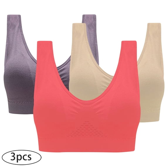 EDHITNR Sports Bras for Women Plus Size High Support 3-Pack without Wire Free Support Yoga Running Underwears Multicolor XXXXL