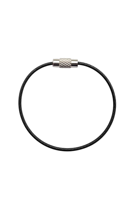 Stainless Steel Keychain, Rubber Coated Wire Rope Locking Key Ring, Heavy Duty Screw Barrel Connector for Keys Tools Luggage Tags Flashlights USB, Black