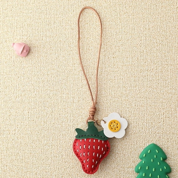 EDHITNR Strawberry Keychain Pendant, 3D Exquisite Fruit Bag Charm, Soft Plush Strawberry Pendant for Keys Backpack Purse Zipper Pull
