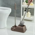 thumbnail image 1 of EDHITNR Toilet Brush Set with Base, Hard Bristles Toilet Bowl Cleaner Brush Suction Plunger Kit, Modern Compact Bathroom Cleaning Brush Long Handle for Sink Bathtub, Brown, 1 of 6