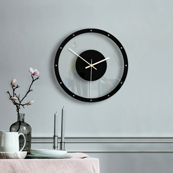 EDHITNR Transparent Acrylic Wall Clock, Silent Non-Ticking Modern Clock for Home Decor, Minimalist Clear Living Room Bedroom Office Decoration, Black