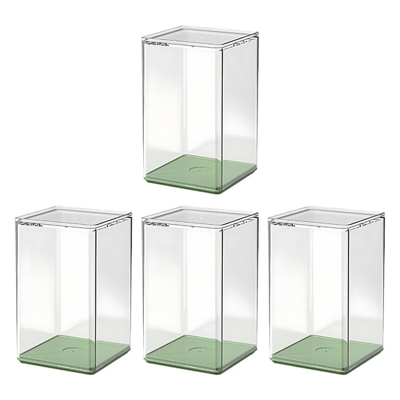 EDHITNR Transparent Figurine Display Box, 4 Pack Clear Plastic Storage Case for Collectibles, Protective Showcase for Action Figures Toys in Home Office Decor, Green
