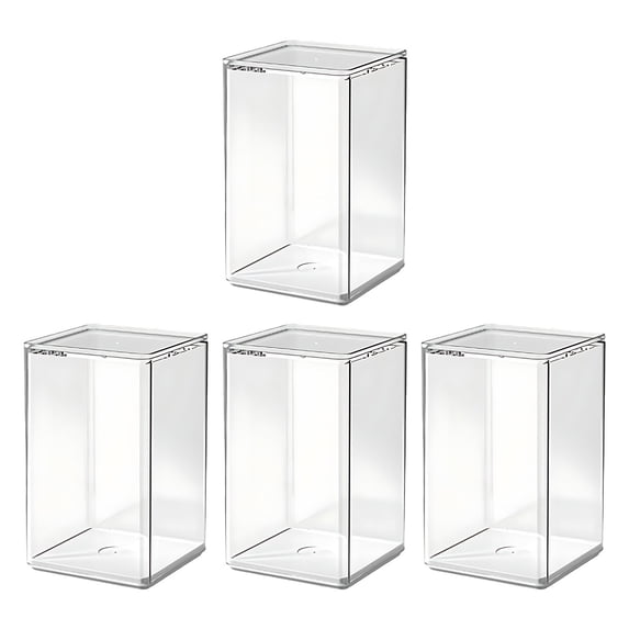 EDHITNR Transparent Figurine Display Box, 4 Pack Clear Plastic Storage Case for Collectibles, Protective Showcase for Action Figures Toys in Home Office Decor, White