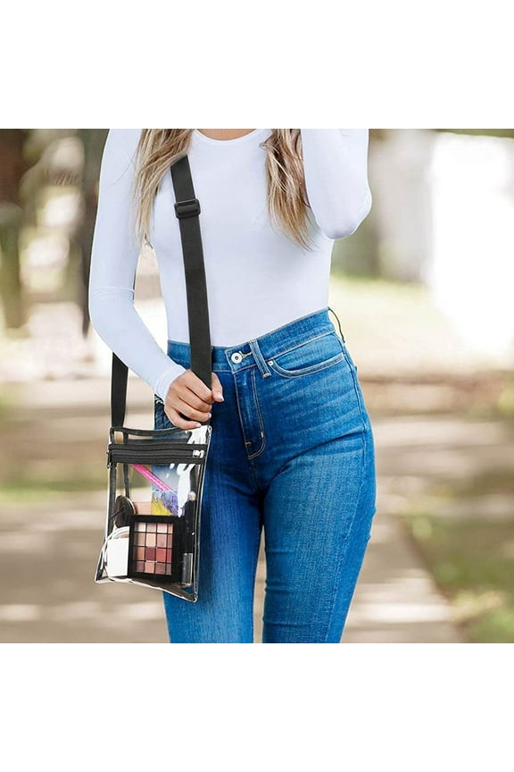 Transparent Messenger Bag, Clear TPU Stadium Approved Bag for Concerts Sports Events, Security Check Compliant Festival Beach Shopping Travel Shoulder Bag