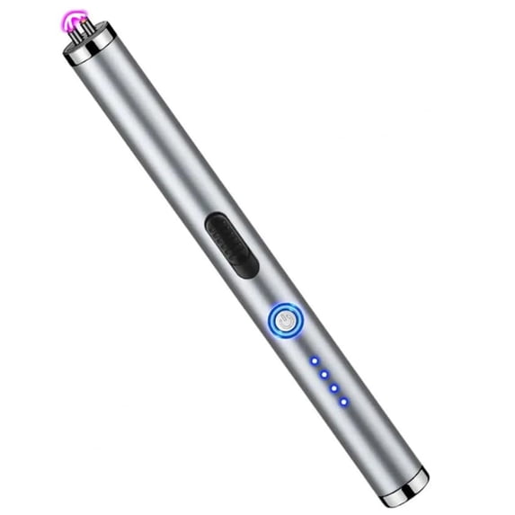 EDHITNR USB Rechargeable Windproof Arc Lighter, Electric Plasma Lighter for Kitchen Stove Candle Fireplace, Portable Flameless Butane-Free Igniter for Indoor Outdoor Camping BBQ, Silver