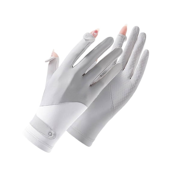 EDHITNR UV Protection Driving Gloves for Women, Sun Secureion Full Finger Gloves Thin Breathable, Touchscreen Cycling Golf Fishing Outdoor Activity Gloves, Gray