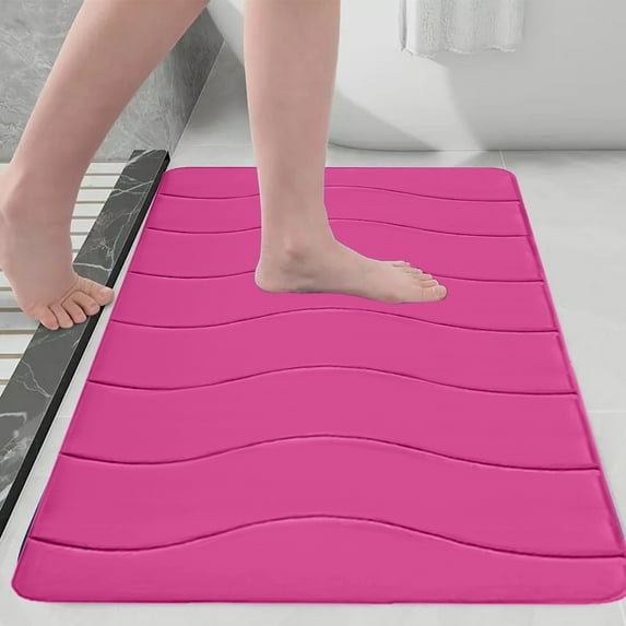 EDHITNR Ultra Soft Bath Mat, Non Slip Absorbent Bathroom Rug, Machine Washable Microfiber Floor Mat for Shower Tub Kitchen Living Room, Pink