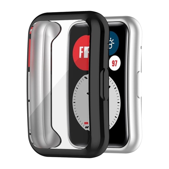 EDHITNR Ultra-Thin TPU Plating Protective Case Cover for Watch Fit, Shockproof Full-Body Guard with Integrated Screen Protector, Electroplated Shiny Slim Case for Smartwatch Scratch Bump