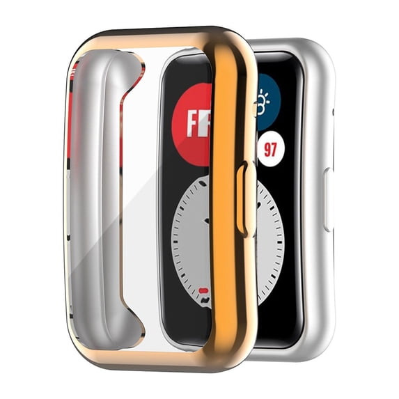 EDHITNR Ultra-Thin TPU Plating Protective Case Cover for Watch Fit, Shockproof Full-Body Guard with Integrated Screen Protector, Electroplated Shiny Slim Case for Smartwatch Scratch Bump