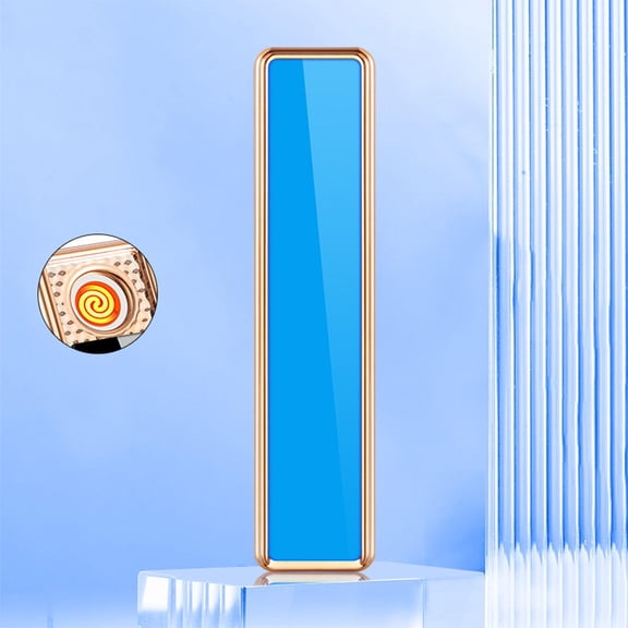 EDHITNR Ultra Thin USB Charging Lighter Windproof Metal Slim 8mm Portable Lighter with Smart Chip Safe Ignition, Type C Rechargeable Silent Lighter for Candle Camping Outdoor
