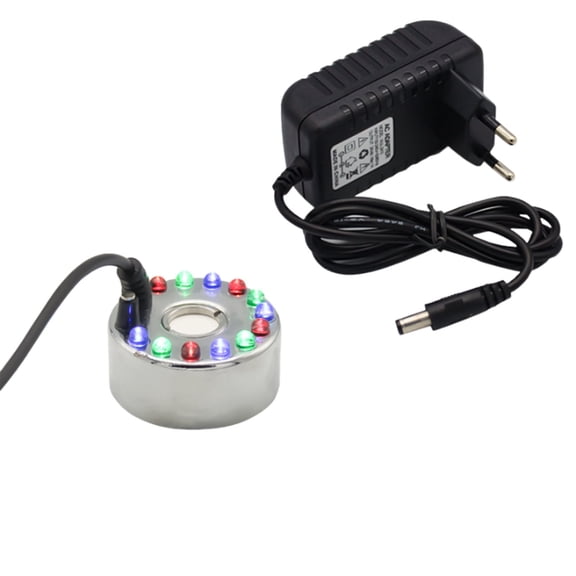 EDHITNR Ultrasonic Mist Maker Fogger, Portable Water Fountain Pond Fog Machine With 12 LED Lights, Mini Humidifier for Aquarium Garden Home Decor