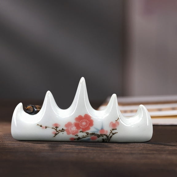 EDHITNR Upgraded Five Finger Exquisite Pen Brush Storage Rack, Ceramic Calligraphy Brush Holder for Sumo Brushes Calligraphy Pens Anti Slip Design
