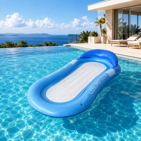 EDHITNR Upgraded Large Inflatable Pool Bed Water Floating Sofa with Headrest Blow Up Pool Lounger Summer Beach Swimming Pool Party, Thickened PVC Anti Tear Comfortable