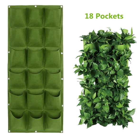 EDHITNR Vertical Garden Wall Planter with 9/18 Pockets Recycled PET Felt Bag for Herbs Strawberries Flowers, Hanging Living Wall System for Balcony Terrace Courtyard Space Saving Green Wall Decor