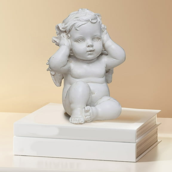 EDHITNR Vintage Cherub Sculpture, European Antique Resin Angel Statue, Cute Winged Garden Decor for Home Hotel Wedding Gift