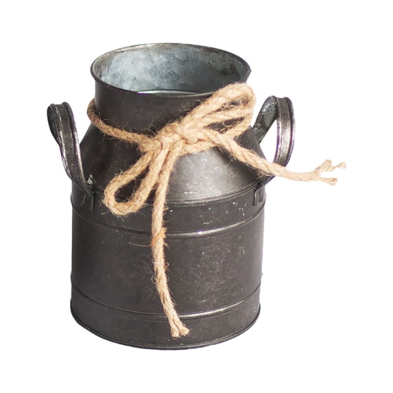 EDHITNR Vintage Iron Milk Jug, Shabby Chic Garden Flower Vase Pot Decor, Rustic Metal Planter Bucket for Indoor Outdoor Home Garden Decor