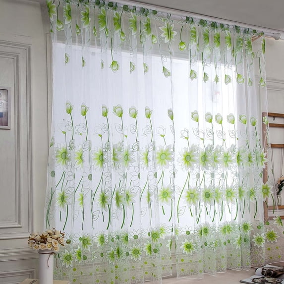 EDHITNR Voile Curtain Sheer Scarf Valance 1 Panel 100x200cm Light Filtering Window Drape, Modern Soft Fabric Door Curtain for Living Room Bedroom Kitchen Washable Elegant Home Decoration