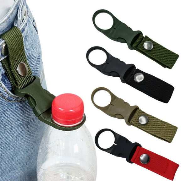 EDHITNR Water Bottle Clip, 4PC Outdoor Portable Bottle Hook for Backpack Belt Loop, Strong Nylon Carabiner with Elastic Rubber for Hiking Camping Cycling