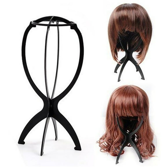 EDHITNR Wig Stand, Stylish Plastic Folding Wig Holder for Washing Drying, Lightweight Stable Wig Head Mannequin for Hair Hat Storage Display
