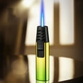 thumbnail image 1 of EDHITNR Windproof Butane Torch Lighter, Refillable Blue Flame Turbine Torcher with Adjustable Flame, High Temperature 1300C Windproof Lighter for Outdoor BBQ Baking Cooking Creme Brulee, Green, 1 of 2