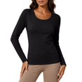 thumbnail image 1 of EDHITNR Women Long Sleeve T-Shirts Basic Crew Neck Slim Fit Stretchy Athletic Yoga Top Casual Workout Running Tee Black XXL, 1 of 7