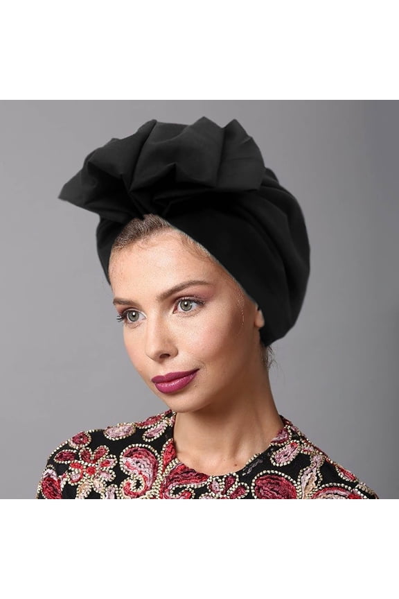 Women's Fashion Head Wrap, Retro French Turban Headband for Women, Cotton Soft Stretchy Scarf for Hair Braids Hijabs Sleeping Chemo Bad Hair Days, Black