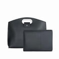 thumbnail image 1 of EDHITNR Women's Laptop Tote Bag, Waterproof Leather Large Capacity Commuting Handbag, 2PCS Set with Detachable Strap for Work Travel Tablet Notebook, Black, 1 of 2