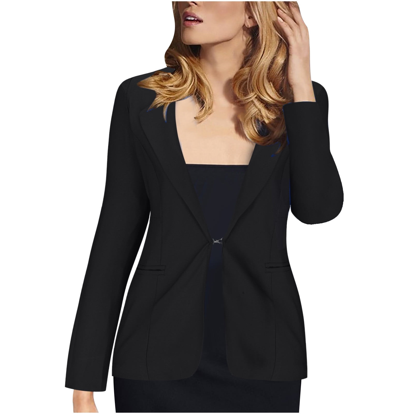 Large Turn Button EDHITNR Womens Button Down Collared Long Sleeve Solid Elegant Business ...