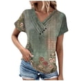 thumbnail image 1 of XWSHYW Spring Tops for Women 2024 Women Dressy Casual Sexy Trendy V Neck Short Sleeve T-Shirts Summer Tunic Tops, Sizes S-2XL, 1 of 4