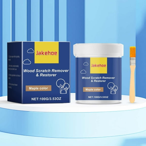 EDHITNR Wood Scratch Remover, Wood Polish Repair Kit for Furniture Scratches, Lasting Effects Scratch Hider for Tables Chairs Cabinets, White Maple Black Walnut 100g with Brush