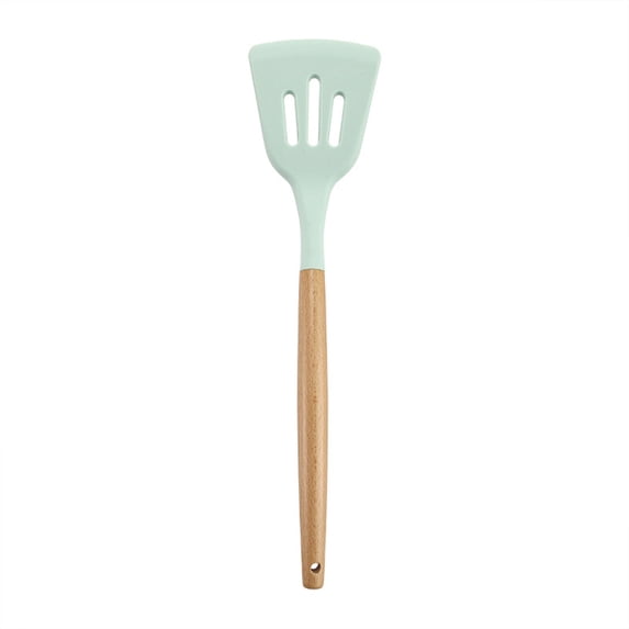 EDHITNR Wooden Spatula Kitchen Utensils Set, Non-Stick Friendly Heat Resistant Cooking Tools, 10-Piece BPA-Free Wooden Utensil Set for Mixing Whisking Stirring, Green