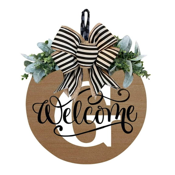 EDHITNR Year Round Front Door Wreath, Decorative Hanging Plaque for All Seasons, Personalized Welcome Sign for Entryway Mantle Wall Wedding Gift