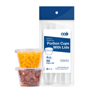 EDI 4 Ounce Clear Plastic Disposable Portion Cups/Souffle Cup with Lids, 50 Sets