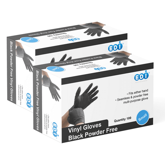 EDI Black Vinyl Gloves (Small, 200)