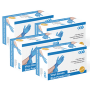 EDI Blue Vinyl Disposable Gloves, Powder-Free, Latex-Free, X-Large, 400 Count, for Cleaning