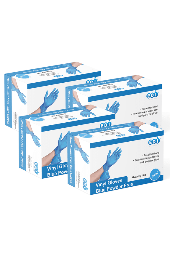 Blue Vinyl Disposable Gloves, Small, 400 Count, Powder-Free, Latex-Free, Unisex