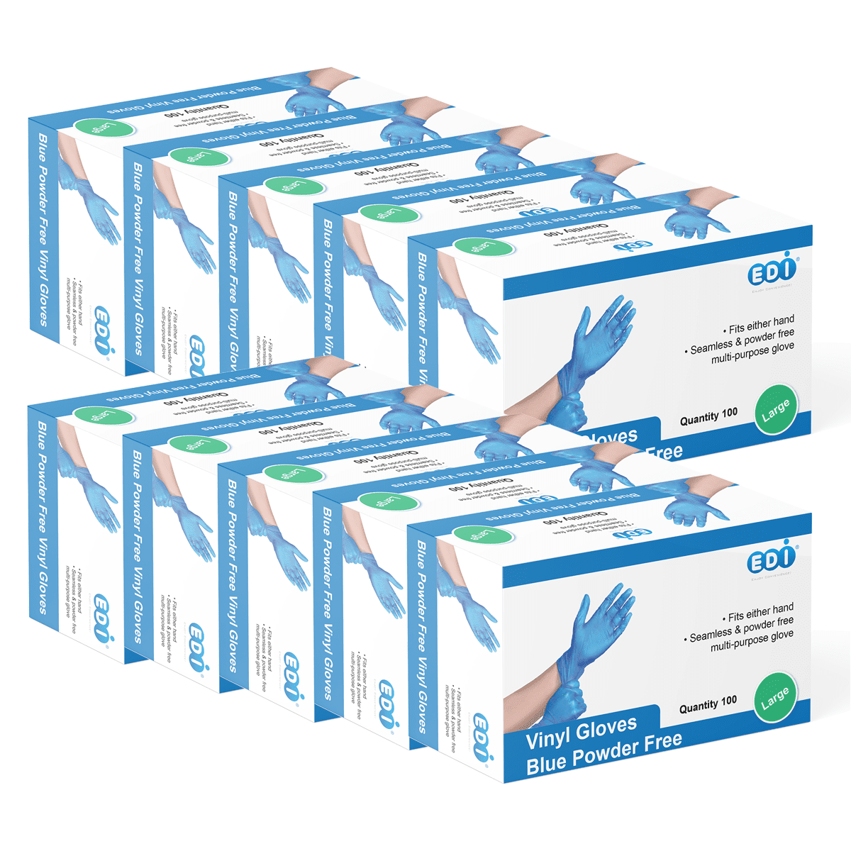 EDI Blue Vinyl Gloves (Large, 1000)