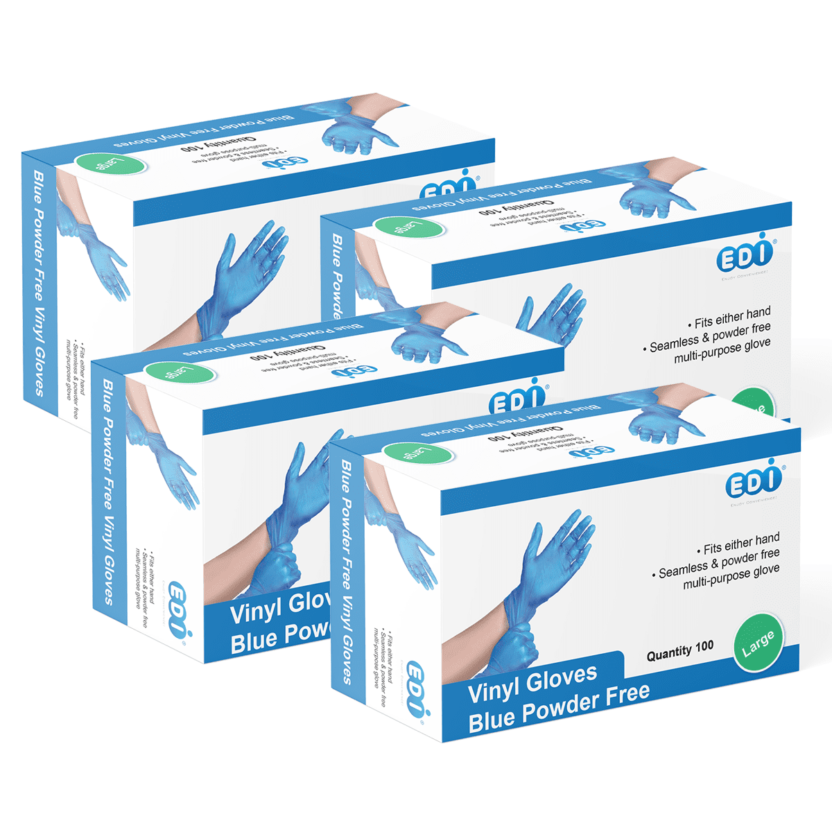 EDI Blue Vinyl Gloves (Large, 400)