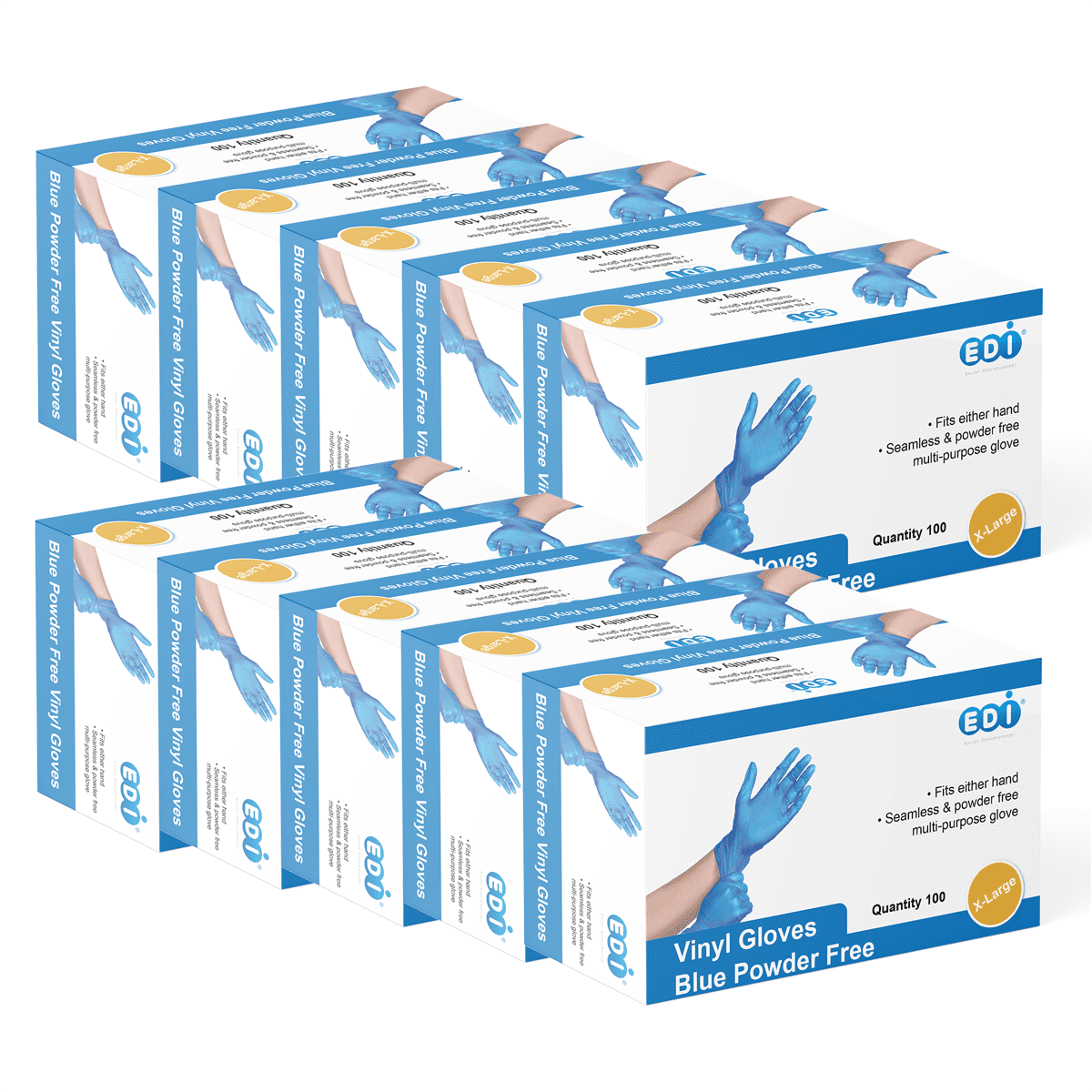 EDI Blue Vinyl Gloves (X-Large, 1000)