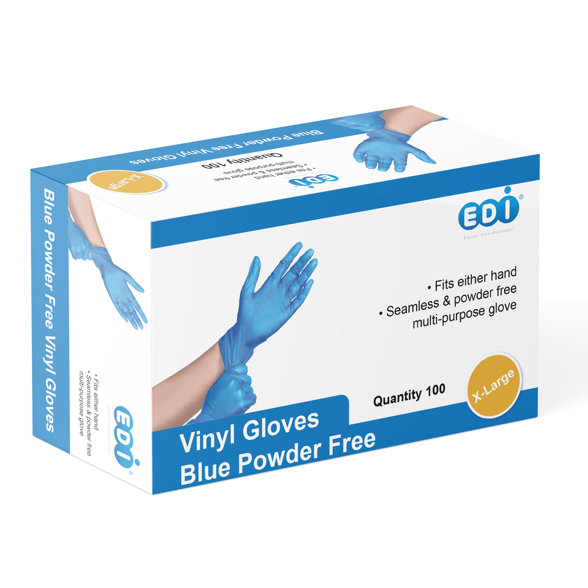 EDI Blue Vinyl Gloves (X-Large, 100)