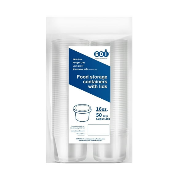 EDI Clear Plastic Crack Resistant Sauce Food Storage Container (50 Count)