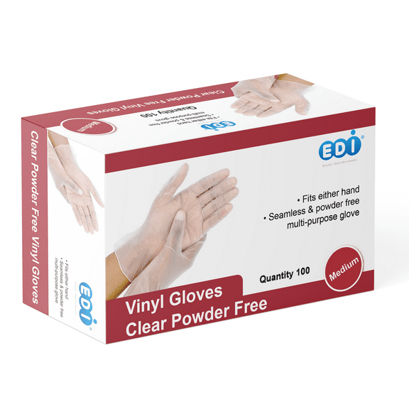 EDI Disposable Medium Vinyl Gloves  - Powder-Free, Latex-Free 100