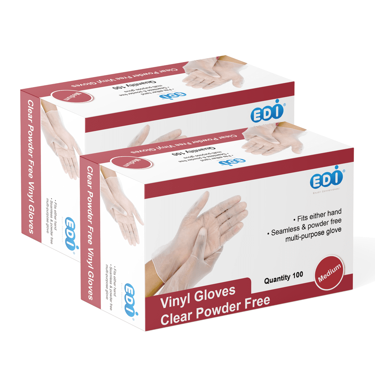 EDI Disposable Medium Vinyl Gloves - Powder-Free, Latex-Free 200