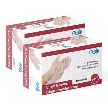 EDI Disposable Medium Vinyl Gloves  - Powder-Free, Latex-Free 200
