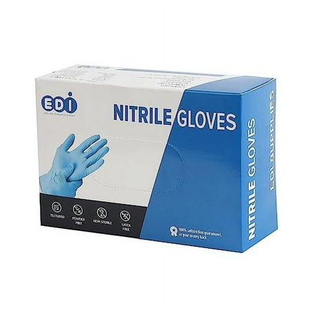 EDI Disposable Nitrile Gloves, Durable Single Use Gloves, Blue, Small - 100 Count