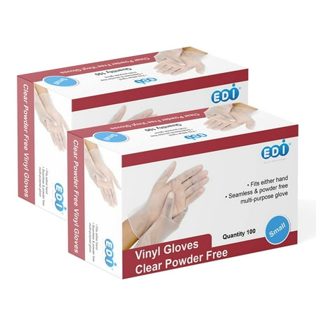 EDI Disposable Small Vinyl Gloves - Powder-Free, Latex-Free 200