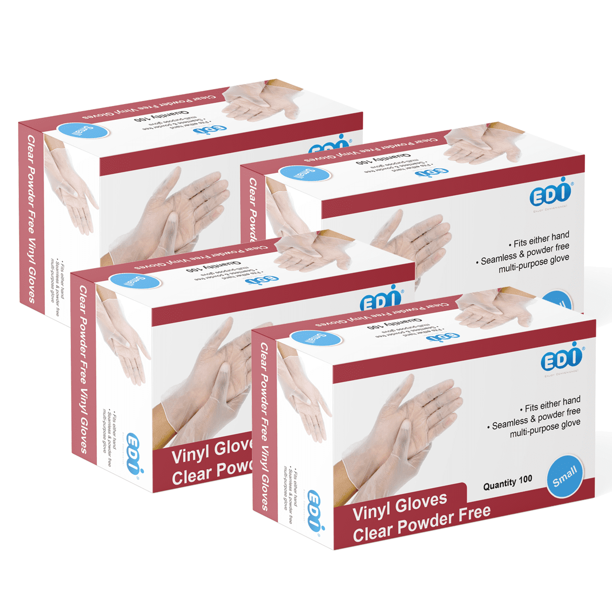 EDI Disposable Small Vinyl Gloves  - Powder-Free, Latex-Free 400